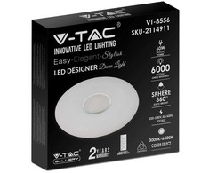 Lubinis šviestuvas V-tac 60W paviršinis šviestuvas, 3in1, dimeriuojamas pulteliu, baltas, su žvaigždėtu dangteliu
