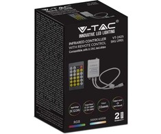 V-tac Infraraudonųjų spindulių valdiklis su nuotolinio valdymo pultu, skirtas 3in1+RGB LED juostai, 24 mygtukai