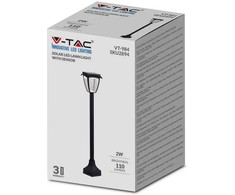 V-tac 2W LED pastatomas lauko šviestuvas, juodas, 3000/6000K, su saulės baterija, IP44
