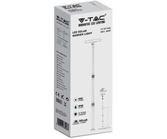V-tac 8W LED įsmeigiamas/pastatomas lauko šviestuvas, juodas, 4000K, su saulės baterija