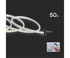 V-tac 10,5W/m LED juosta, 220V, 4000K, IP65, 50m ritė