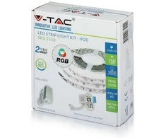 V-tac 10 W/m LED juosta 5metrų (nekarpoma), SMD5050, 60 LED/m, neatspari drėgmei (IP20), RGB, EU jungiklis