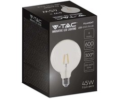 6W LED filamentinė lemputė, E27, G125, 3000K