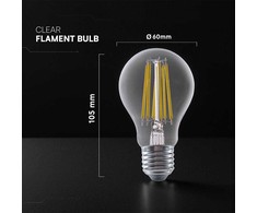 V-TAC LED lemputė 12W E27 A60 3000K 1521lm (3 vnt.)