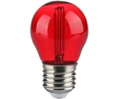 V-tac 2W LED filamentinė lemputė, E27, G45, raudona šviesos sp.