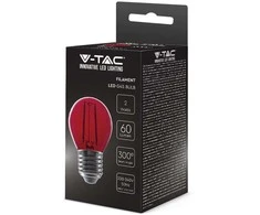 V-tac 2W LED filamentinė lemputė, E27, G45, raudona šviesos sp.
