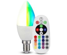 3,5W LED lemputė V-TAC, E14, 6400K + RGB, pritemdoma, radijo bangomis valdymo galimybė.
