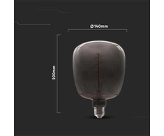 V-tac 4W LED filamentinė lemputė, E27, juoda