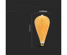 V-tac 4W LED filamentinė lemputė, E27, ST120, gintaro sp., 2700K