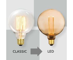 V-tac 4W LED filamentinė lemputė, G125, E27, gintaro sp., 1800K