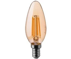 V-tac 4W LED filamentinė lemputė, E14, žvakės formos, gintaro sp., 2200K