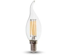 V-tac 4W LED filamentinė lemputė, E14, žvakės formos, 4000K