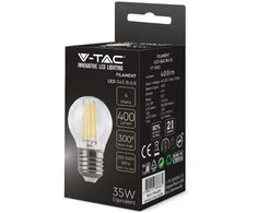 V-tac 4W LED filamentinė lemputė, E27, G45, 6500K