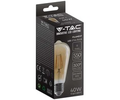 V-tac 6W LED filamentinė lemputė, ST64, E27, gintaro sp. stiklu, 2200K