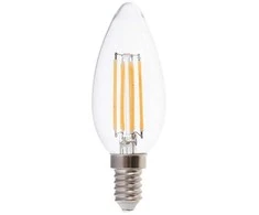 V-tac 6W LED filamentinė lemputė, E14, žvakės formos, skaidri, 3000K