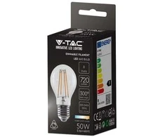 V-tac 8W LED filamentinė lemputė, E27, A60, 3000K, dimeriuojama