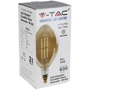 8W LED filamentinė, lemputė V-TAC E27, BF180, pritemdoma, 2000K (šiltai balta)