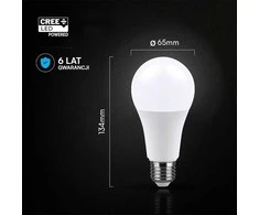 V-tac 17W LED lemputė, E27, A65, 6500K, 200°, CREE LED chip