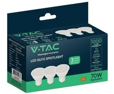 Żarówka LED V-TAC GU10 10W 100st (pakuotė. 3 vnt.) VT-271 6500K 1000lm