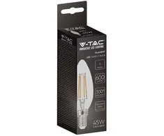 V-tac 6W LED žvakės formos filamentinė lemputė, E14, 4000K
