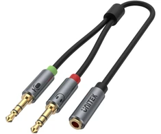 Adapteris Unitek Y-C957ABK miniJack 3,5mm (F) - 2x 3,5mm (M)