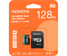 Adata Premier Pro 128 GB UHS1 U3 V30 A2 Micro SD atminties kortelė + adapteris