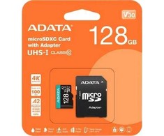 Adata Premier Pro 128 GB UHS1 U3 V30 A2 Micro SD atminties kortelė + adapteris