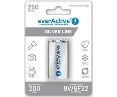 Akumulatorek 6F22 Ni-MH everActive 9V 250mAh Sidabrinis Line (1 st.)
