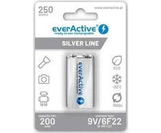 Akumulatorek 6F22 Ni-MH everActive 9V 250mAh Sidabrinis Line (1 st.)