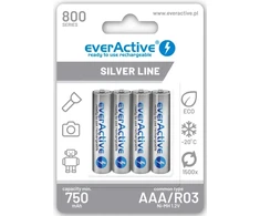 Akumulatorki AAA / R03 Ni-MH everActive 800mAh Sidabrinis Line (4 dėžė vnt.)
