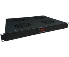 Alantec SA-F-1U-4-T-C Vėdinimo plokštė 19" 1U, 4 ventiliatoriai, termostatas, juoda
