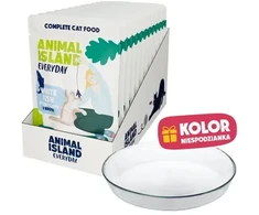 ANIMAL ISLAND Everyday Baltas fish in broth Box – šlapias kačių maistas – 12x85g + lėkštutė dovanų
