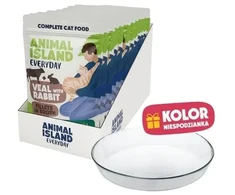 ANIMAL ISLAND Everyday Veal and rabbit in broth Box – šlapias kačių maistas – 12x85g + lėkštutė dovanų