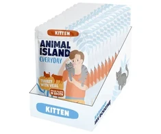 ANIMAL ISLAND Everyday Kitten kalakutiena with veal Box – šlapias kačių maistas – 12x85g