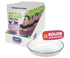ANIMAL ISLAND Everyday vištiena su ėriena in broth Box – šlapias kačių maistas – 12x85g + lėkštutė dovanų