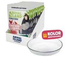 ANIMAL ISLAND Everyday vištiena with quail in broth Box – šlapias kačių maistas – 12x85g + lėkštutė dovanų