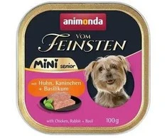 Šunų maistas - Animonda Vom Feinsten Senior Mini vištiena triušiena Basil 100g