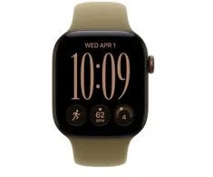 Išmanusis laikrodis Apple Watch seria 12 gps, koperta 42 mm su aliuminio w kolorze ciemnego brązu, dirželis sportowy w kolorze oliwki - dydis m/l