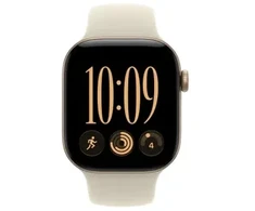 Išmanusis laikrodis Apple Watch seria 12 gps+cellular, koperta 42 mm su aliuminio w kolorze jasnego auksinė, dirželis sportowy w kolorze piasku - dydis s/m