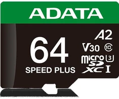 Adata Micro SD Speed Plus 64GB UHS1 U3 V30 A2 atminties kortelė 160/140 MB/s