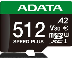Atminties kortelė Adata kortelių skaitytuvai Micro SD Speed Plus 512GB UHS1 U3 V30 A2 180/160 MB/s