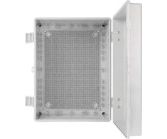 AWB403020 ABS korpusas 400x300x200, atsparus vandeniui su vyriais ir montavimo plokšte Pulsar