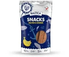 Gyvūnų maistas - BALTICA užkandžiai su lašiša ir bananas (hipoalerginiai, be grūdų, 80g)