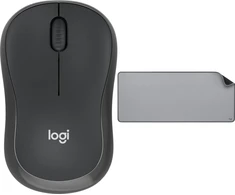 Belaidė kompiuterio pelė Logitech M240 Silent Bluetooth Mouse, grafito spalvos + Studio Series pelės kilimėlis