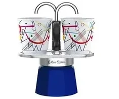 Bialetti MINI EXPRESS Rinkinys Kandinsky mėlyna / Rinkinys: dzbanek fontannowy do mokki (90 ml) + 2x kubek (Wassily Kandinsky)