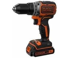 Black &amp; Decker Juodas + DECKER AKUMULIATORIUS 18 V BL186KB 2 x 1,5 Ah