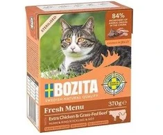 BOZITA sterilizuotas vištienos ir jautienos ėdalas drebučiuose, 370 g