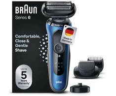 Braun Series 6 61-B4500cs - Barzdaskutė foliowa - Mėlyna - Przyciski - LED - Ładowanie - Zasilanie - AC/Bateria