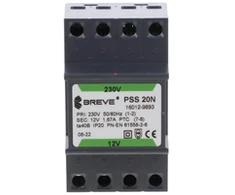 Breve 16012-9893 1 fazis modulinis transformatorius PSS 20N 20VA 230/12V /montuojamas ant bėgio/ 16012-9893