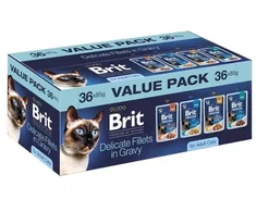 BRIT Premium by Nature Delicate fillets in gravy Box – šlapias kačių maistas – 36x85g